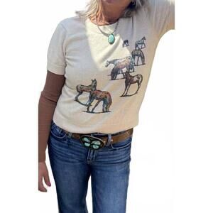 NEW PENDLETON wild horses cotton tee in beige